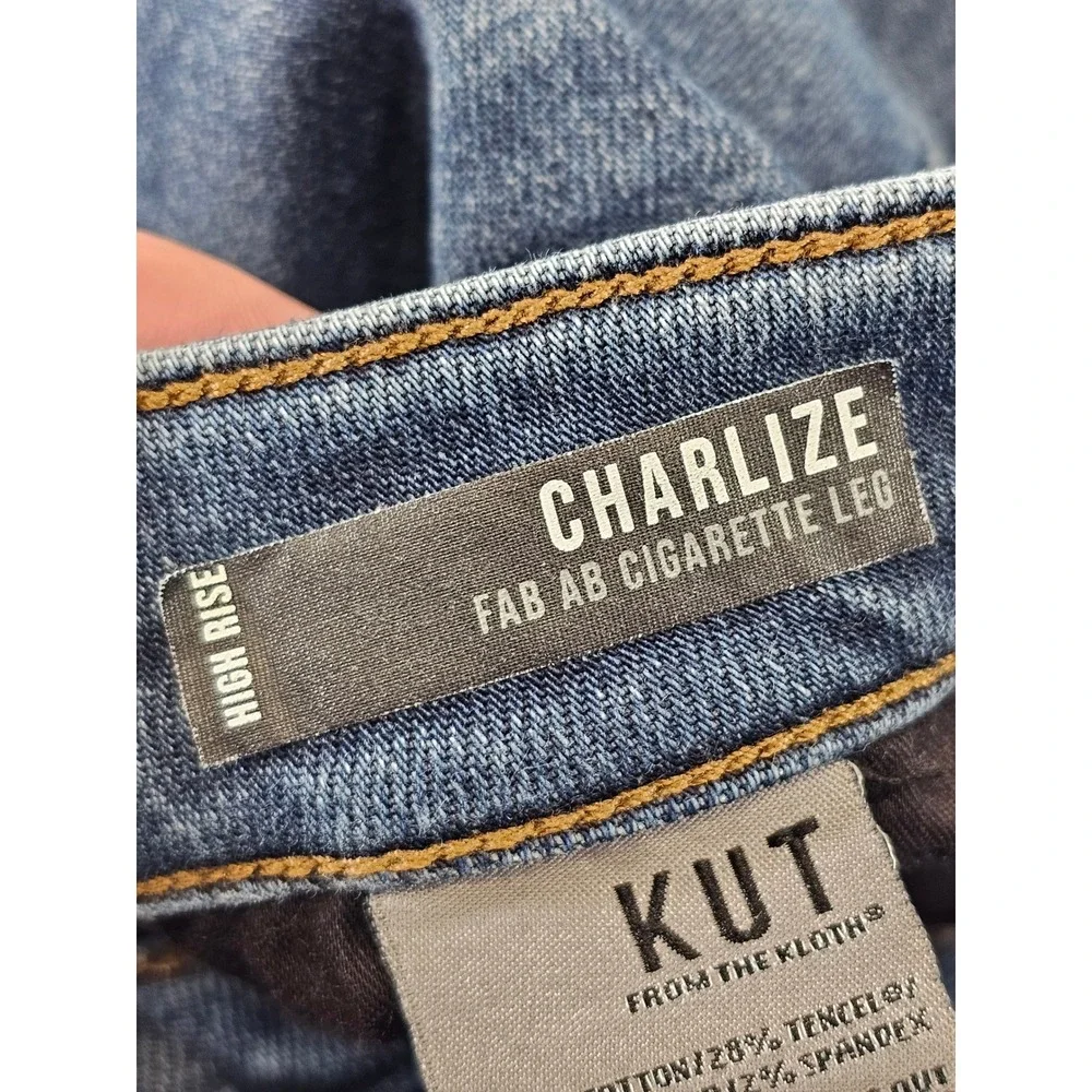 Kut from the Kloth Charlize Fab Ab Cigarette Leg High Rise Jeans Blue Size 8 EUC